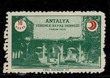 Antalya Veremle Savaş Derneği Yardım Pulu 10 Kuruş PPT2425 - 1