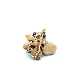 Antika 14 Ayar Altın Mine Detaylı Elmas Taşlı Çiçek Broş – 27 Elmas – 7.65 Gr #23.32 - 4