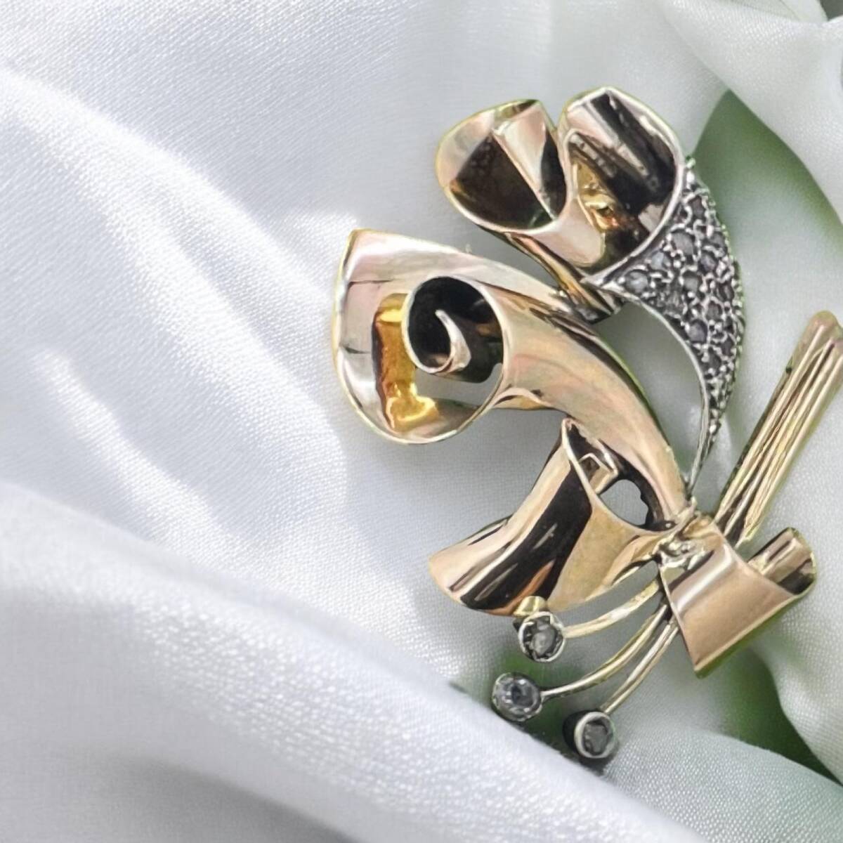 Antika 14 Ayar Elmas Taşlı Broş ELM145 #18 - 1