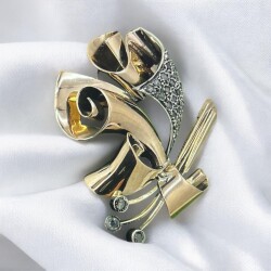 Antika 14 Ayar Elmas Taşlı Broş ELM145 #18 - 2