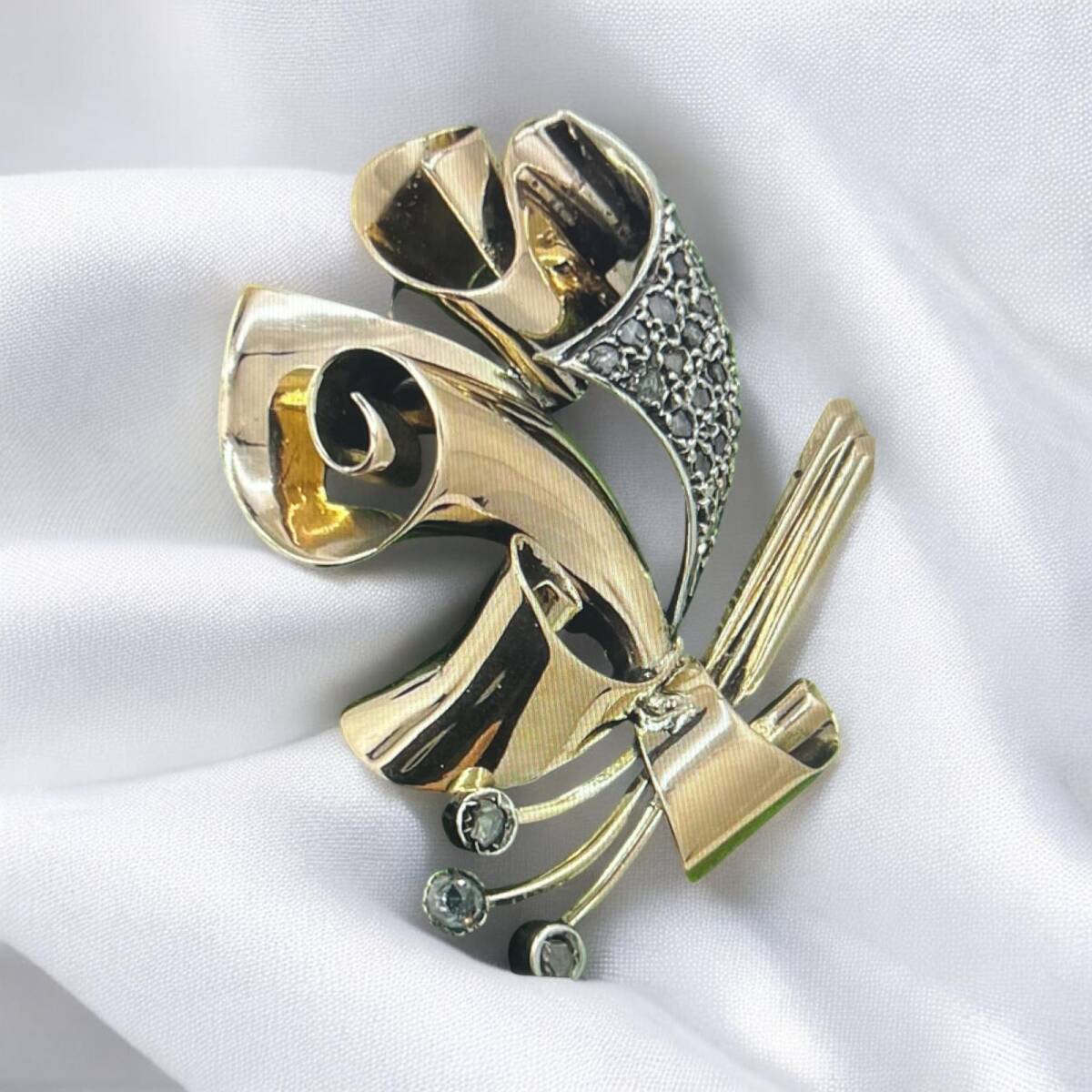 Antika 14 Ayar Elmas Taşlı Broş ELM145 #18 - 2