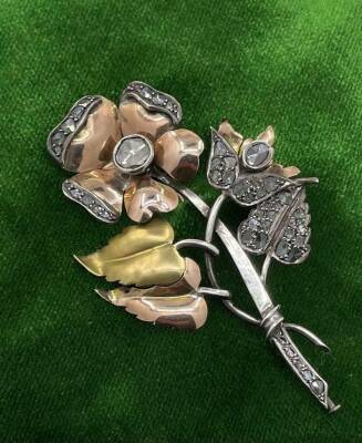 Antika 14 Ayar Elmas Taşlı Broş ELM150 #10.10 - 3