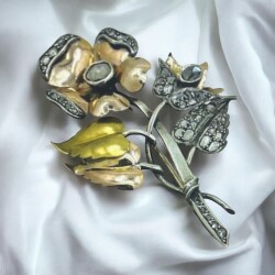 Antika 14 Ayar Elmas Taşlı Broş ELM150 #10.10 - Gökçekoleksiyon