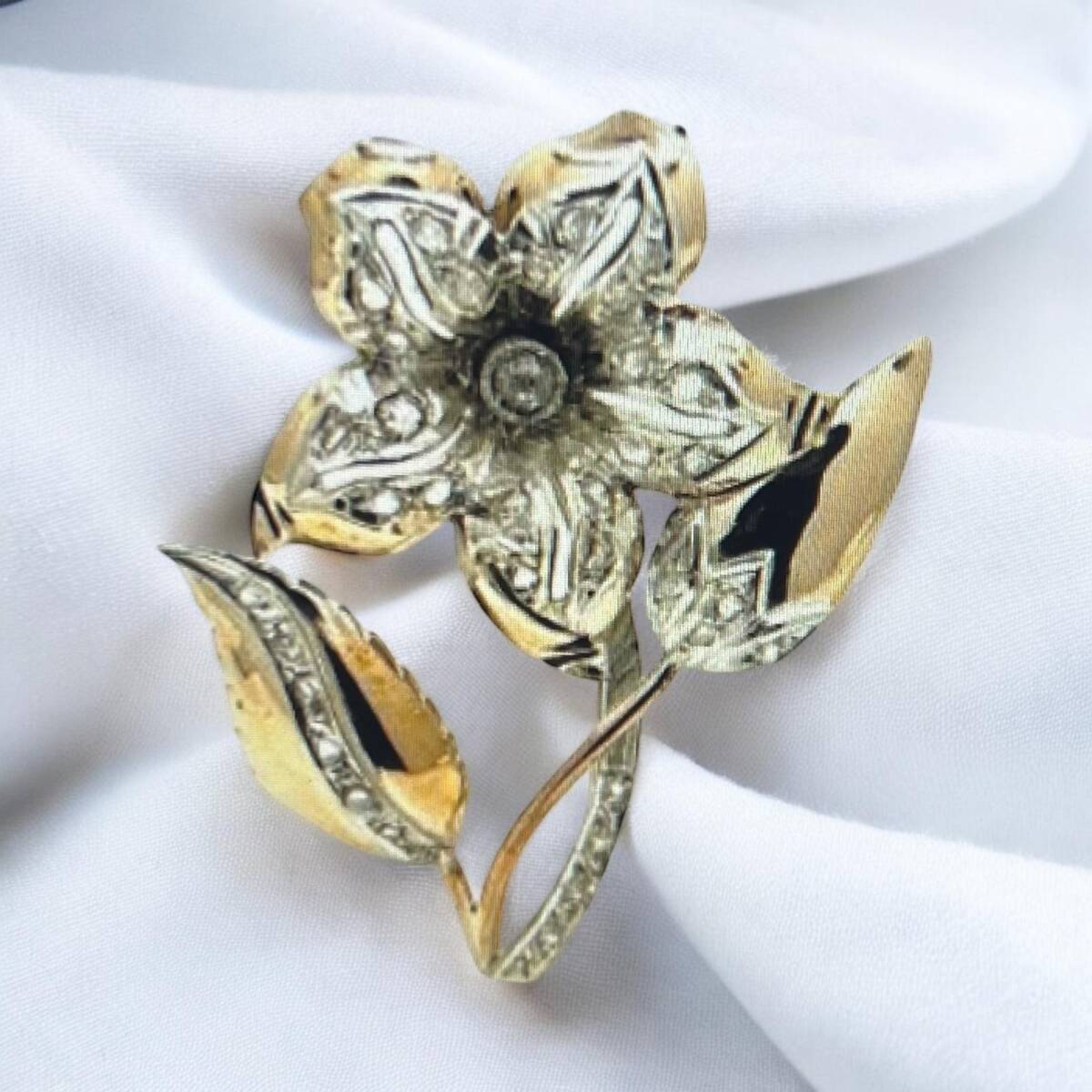 Antika 14 Ayar Elmas Taşlı Broş ELM158 #17 - 1