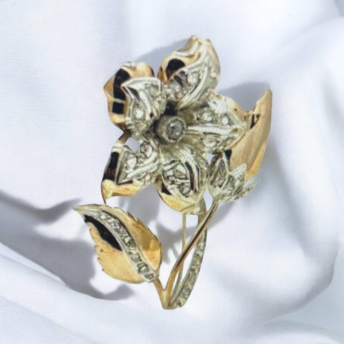 Antika 14 Ayar Elmas Taşlı Broş ELM158 #17 - 3