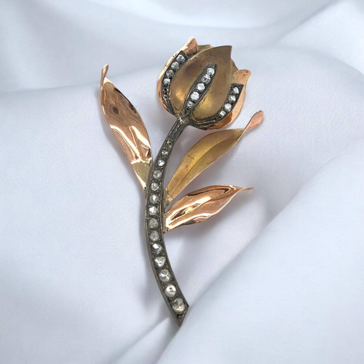 Antika 14 Ayar Elmas Taşlı Broş ELM169 #6.78 - 3