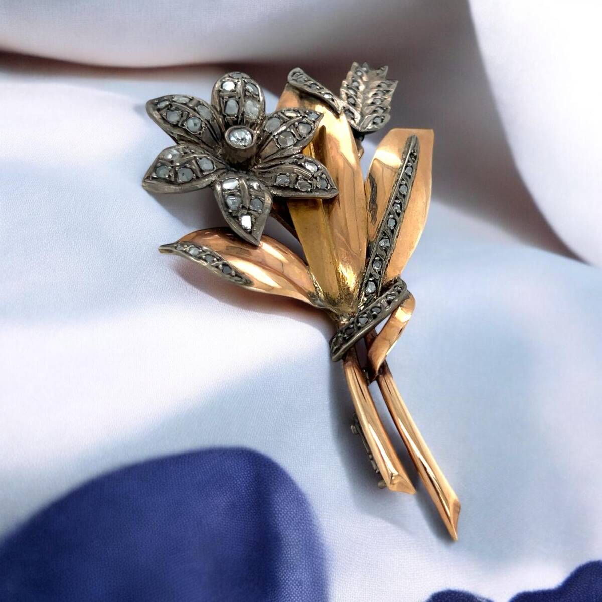 Antika 14 Ayar Elmas Taşlı Broş ELM371 #20.62 - 2