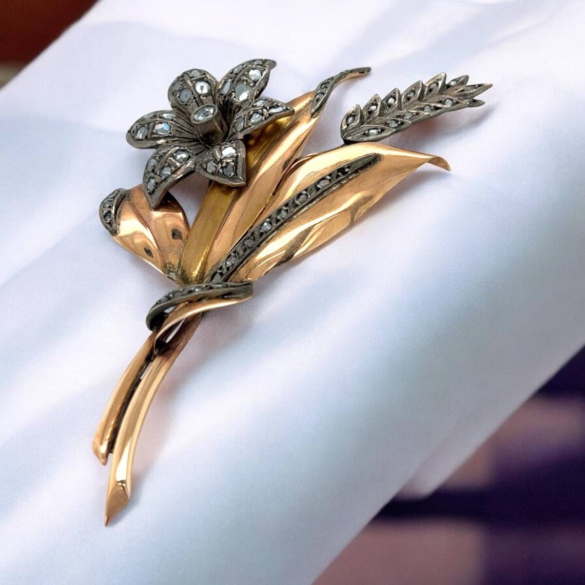 Antika 14 Ayar Elmas Taşlı Broş ELM371 #20.62 - 3
