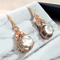 Antika 14 Ayar Elmas Taşlı Küpe ELM348 #18.40 - 2