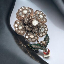 Antika 14 Ayar Elmas Taşlı Mineli Broş ELM240 #34.5 - Gökçekoleksiyon