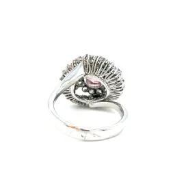 Antika 18 Ayar Altın Pembe Taşlı Elmas Dizili Halo Yüzük – 41 Taş – 7.83 Gr ELM0000182 #19.82 - 4