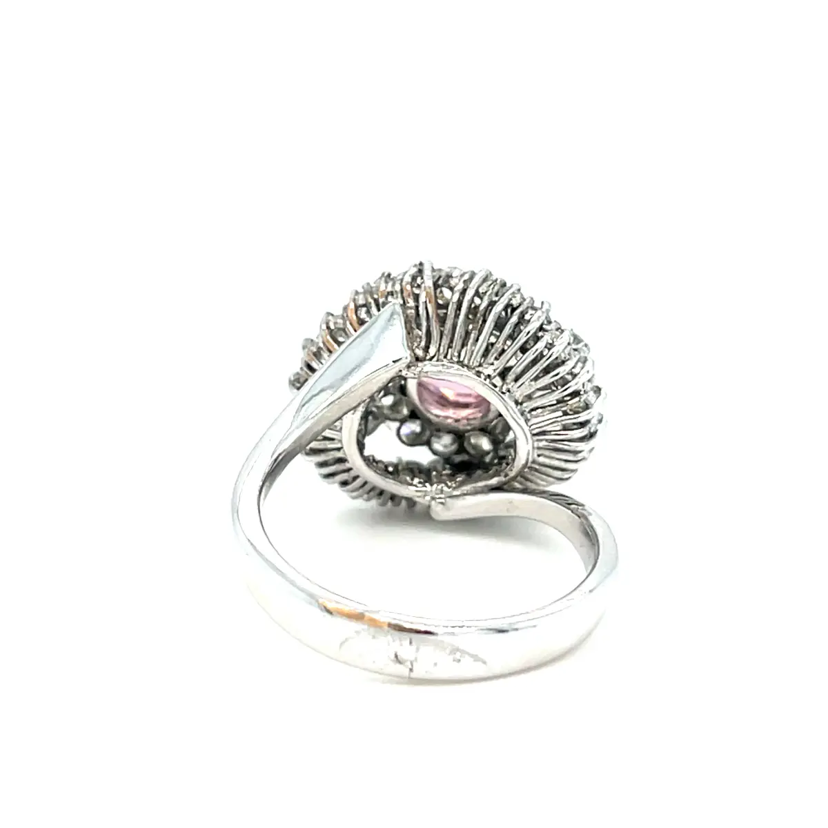 Antika 18 Ayar Altın Pembe Taşlı Elmas Dizili Halo Yüzük – 41 Taş – 7.83 Gr ELM0000182 #19.82 - 4