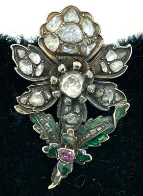 Antika 18 Ayar Elmas Taşlı Mineli Broş ELM170 #35 - 4