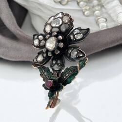 Antika 18 Ayar Elmas Taşlı Mineli Broş ELM170 #35 - 5