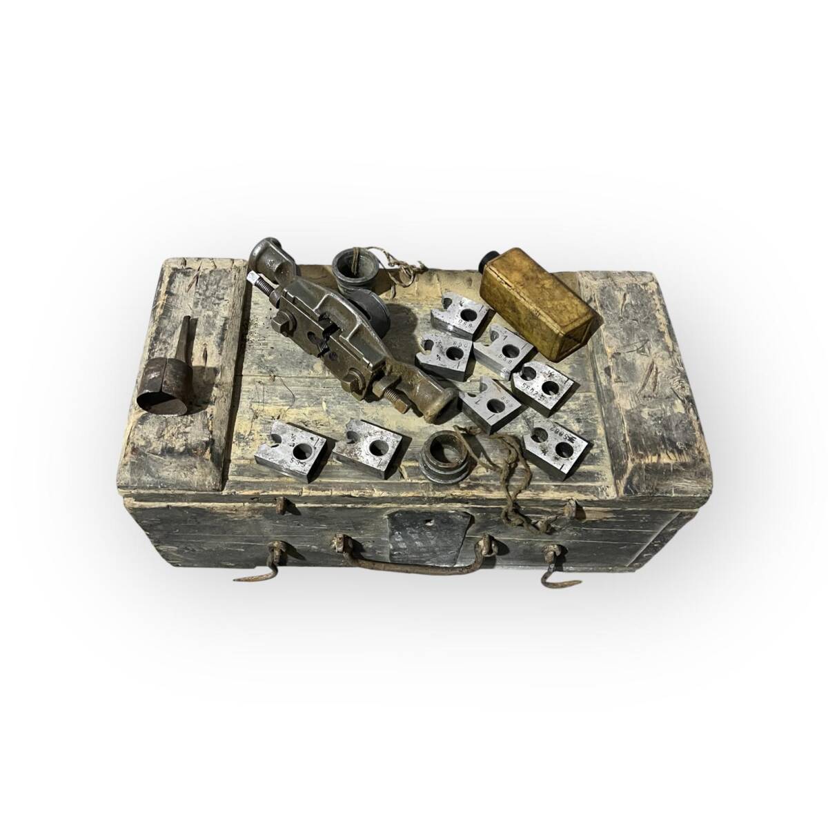 Antika 1940s Ahşap Kutusunda Pafta Takımı AOB6096 - 3