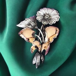 Antika 8 Ayar Elmas Taşlı Broş ELM105 #7.58 - Gökçekoleksiyon