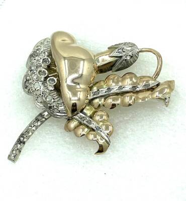 Antika 8 Ayar Elmas Taşlı Broş ELM134 #8.58 - 4