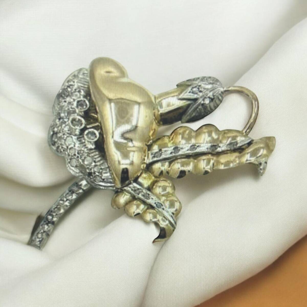 Antika 8 Ayar Elmas Taşlı Broş ELM134 #8.58 - 1