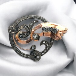 Antika 8 Ayar Elmas Taşlı Broş ELM238 #5.60 - Gökçekoleksiyon