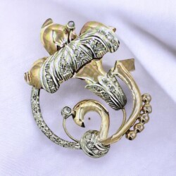 Antika 8 Ayar Elmas Taşlı Broş ELM276 #8.20 - 2