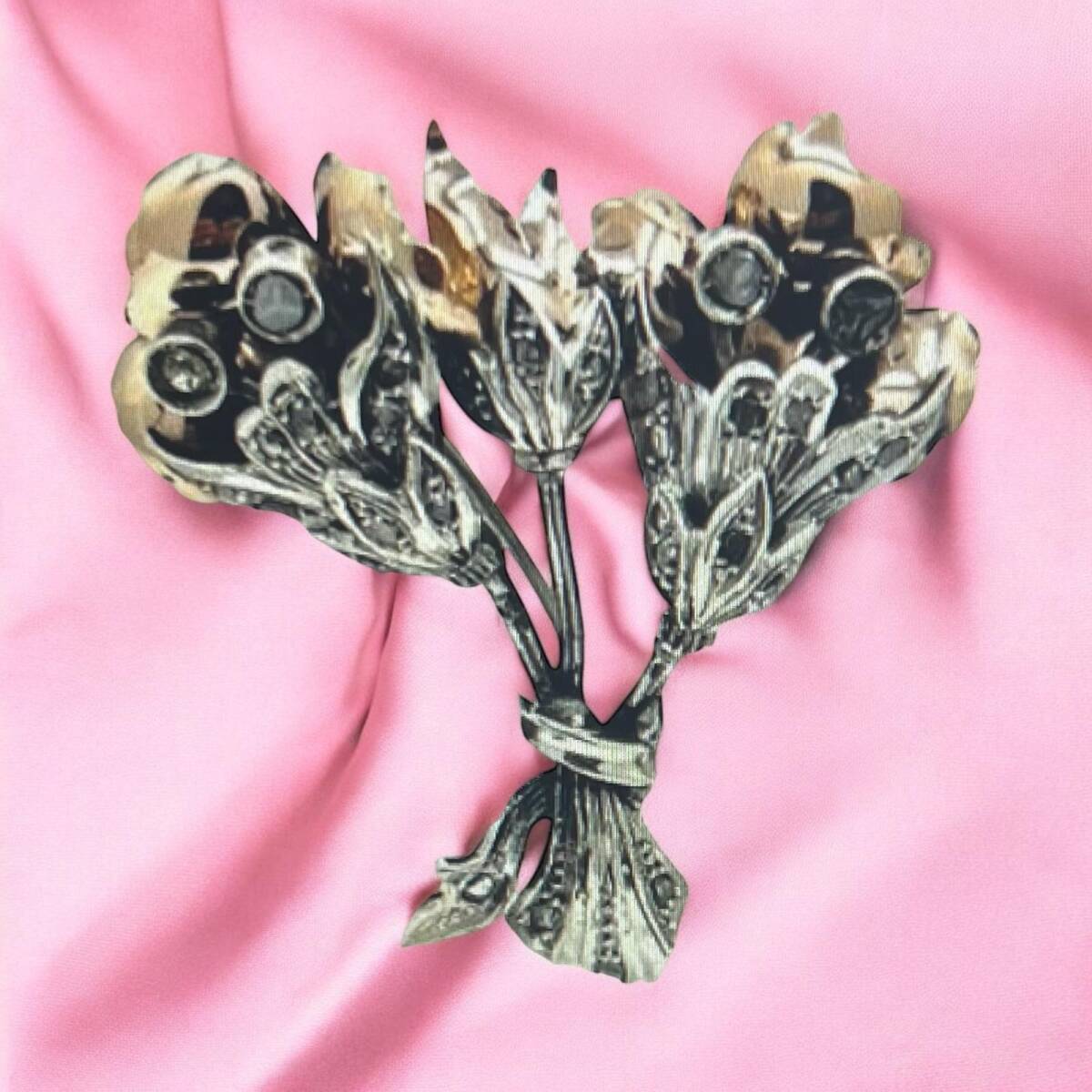 Antika 8 Ayar Elmas Taşlı Broş ELM278 #8.68 - 1