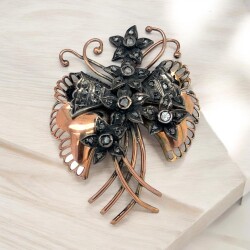 Antika 8 Ayar Elmas Taşlı Broş ELM372 #9.10 - 3