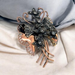 Antika 8 Ayar Elmas Taşlı Broş ELM372 #9.10 - 2