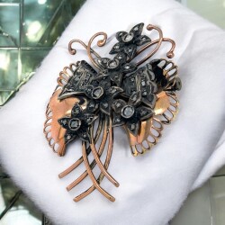 Antika 8 Ayar Elmas Taşlı Broş ELM372 #9.10 - Gökçekoleksiyon