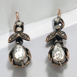 Antika 8 Ayar Elmas Taşlı Damla Küpe ELM345 #14.40 - 2