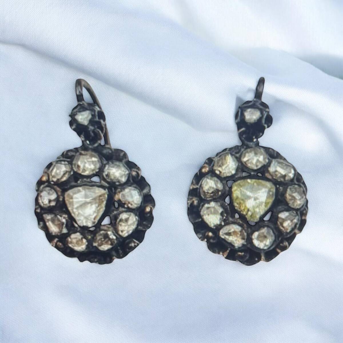 Antika 8 Ayar Elmas Taşlı Gül Küpe ELM229 #29 - 3