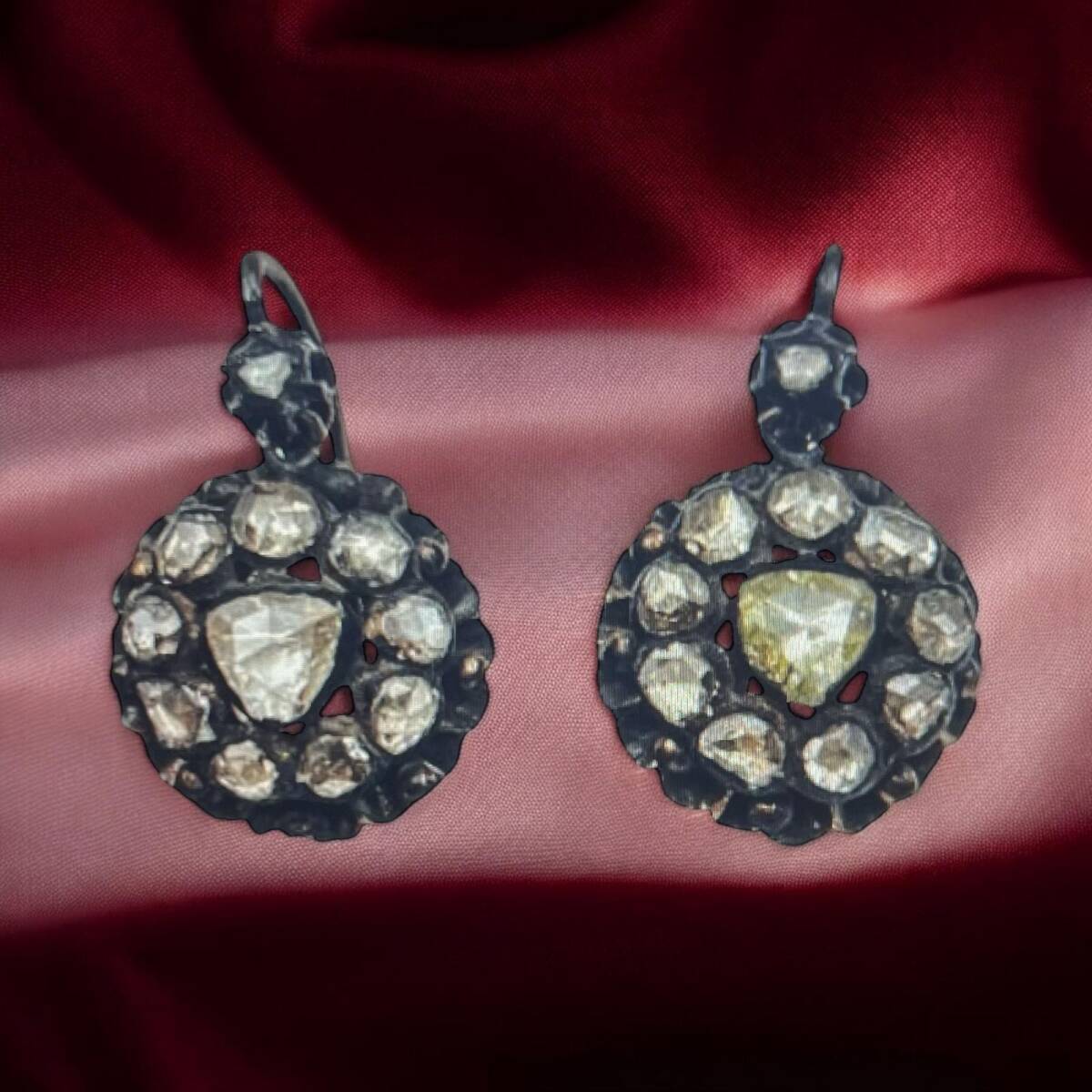 Antika 8 Ayar Elmas Taşlı Gül Küpe ELM229 #29 - 4