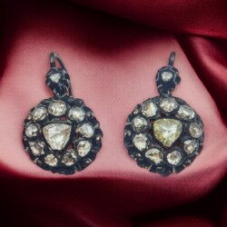 Antika 8 Ayar Elmas Taşlı Gül Küpe ELM229 #29 - 2