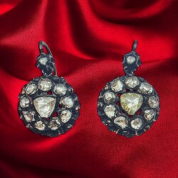 Antika 8 Ayar Elmas Taşlı Gül Küpe ELM229 #29 - Gökçekoleksiyon