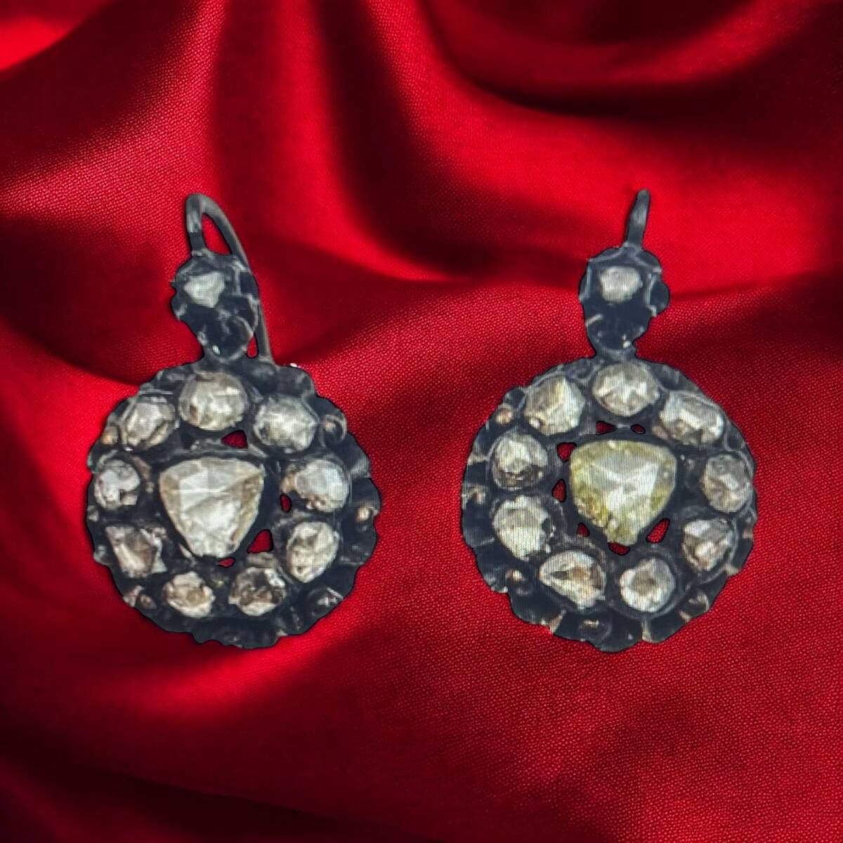 Antika 8 Ayar Elmas Taşlı Gül Küpe ELM229 #29 - 1