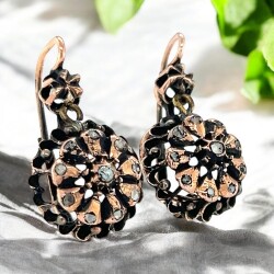 Antika 8 Ayar Elmas Taşlı Gül Küpe ELM332 #5.52 - Gökçekoleksiyon