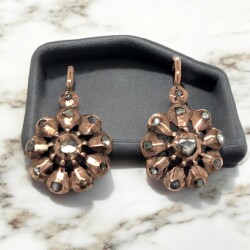 Antika 8 Ayar Elmas Taşlı Gül Küpe ELM373 #5.70 - Gökçekoleksiyon