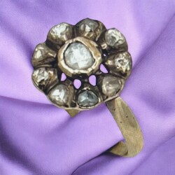 Antika 8 Ayar Elmas Taşlı Gül Yüzük ELM018 - Gökçekoleksiyon