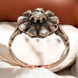 Antika 8 Ayar Elmas Taşlı Gül Yüzük ELM122 #3.02 - Gökçekoleksiyon