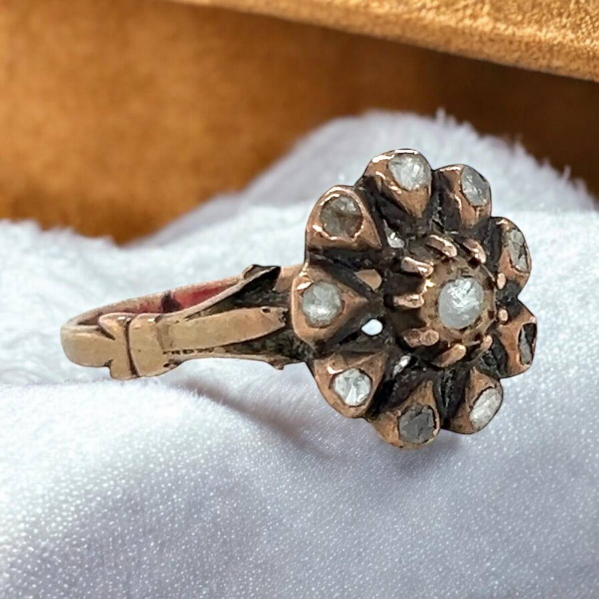 Antika 8 Ayar Elmas Taşlı Gül Yüzük ELM122 #3.02 - 3