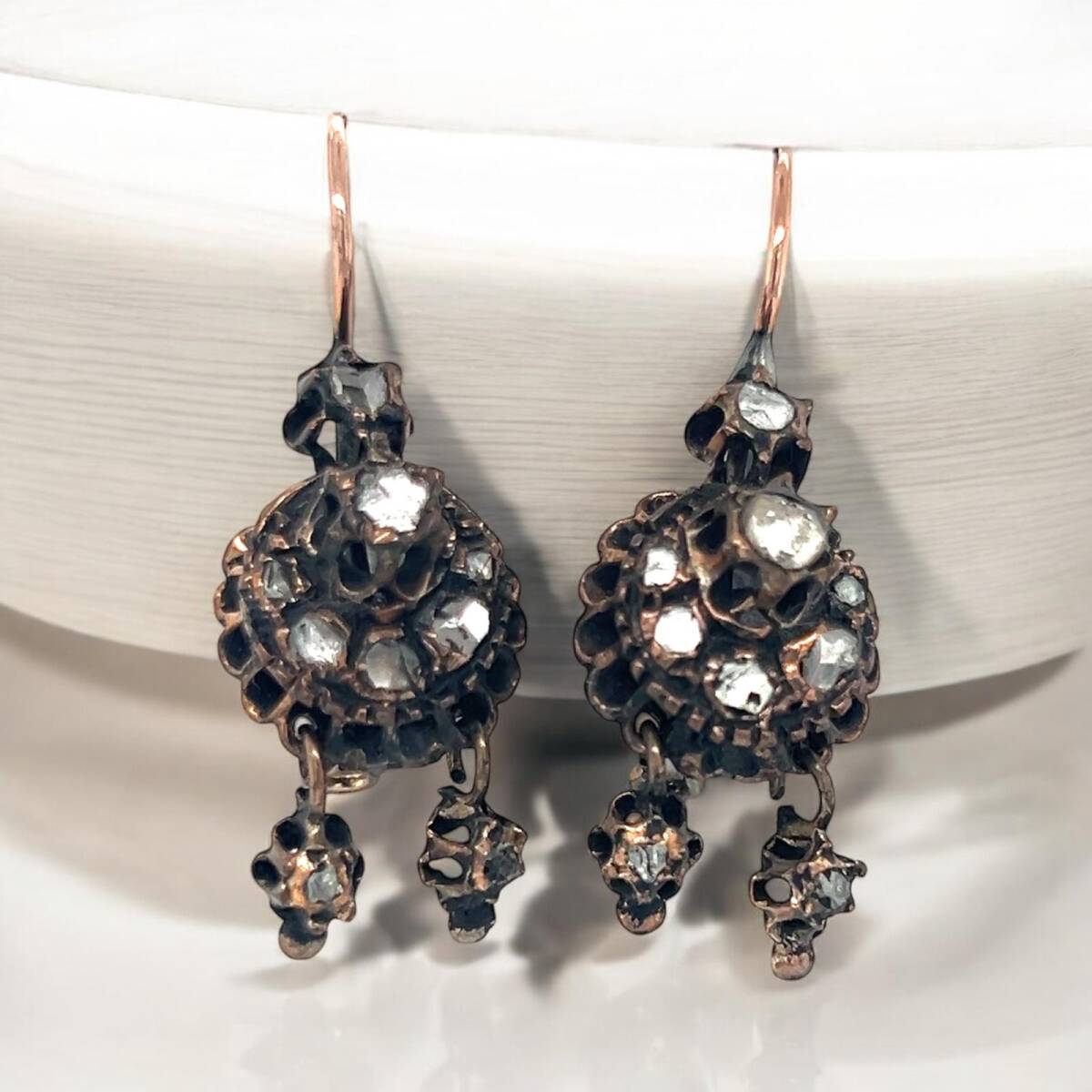 Antika 8 Ayar Elmas Taşlı Küpe ELM333 #6 - 4