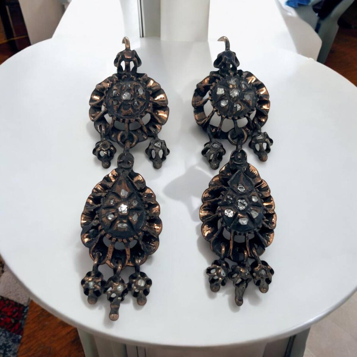 Antika 8 Ayar Elmas Taşlı Küpe ELM160 - 4