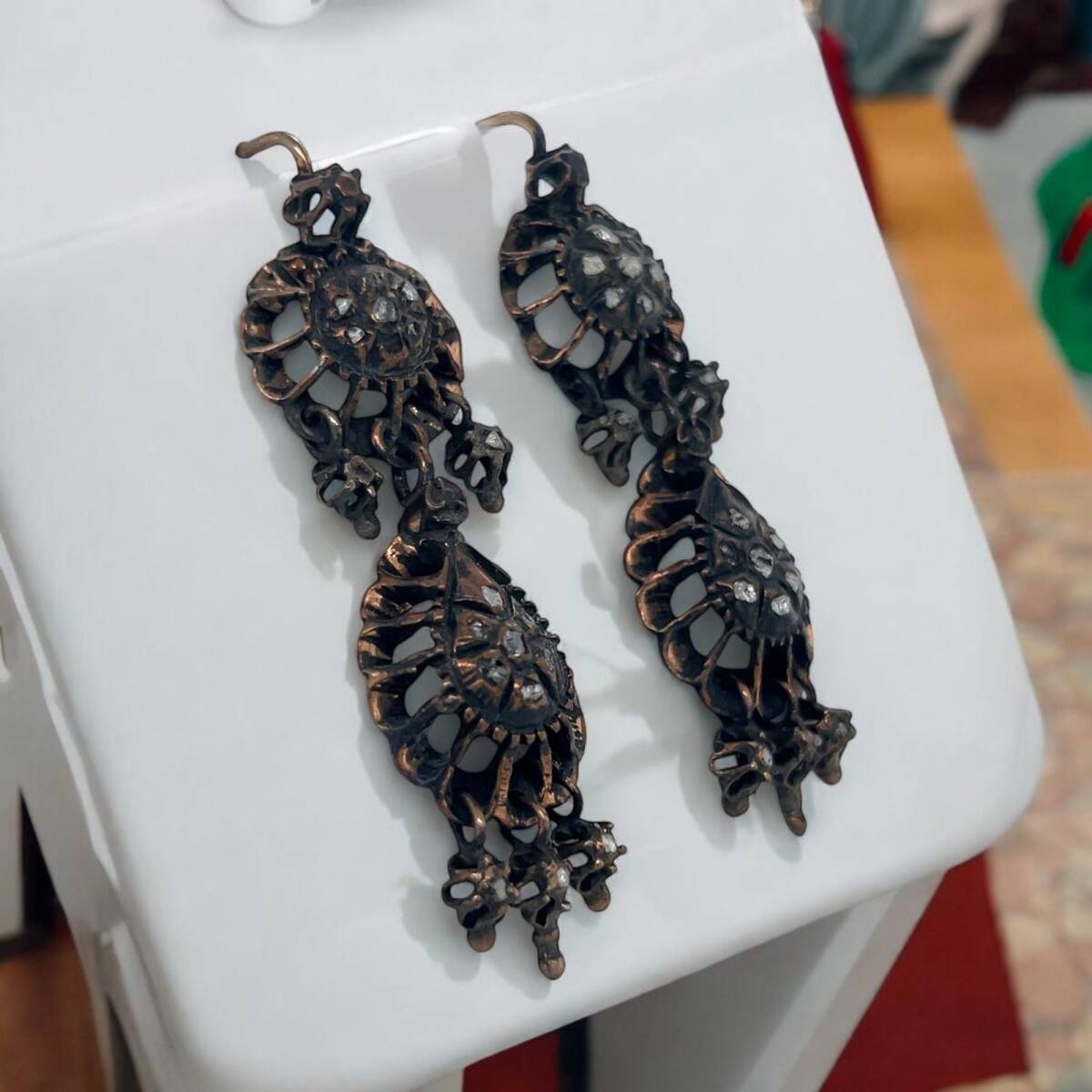 Antika 8 Ayar Elmas Taşlı Küpe ELM160 - 2