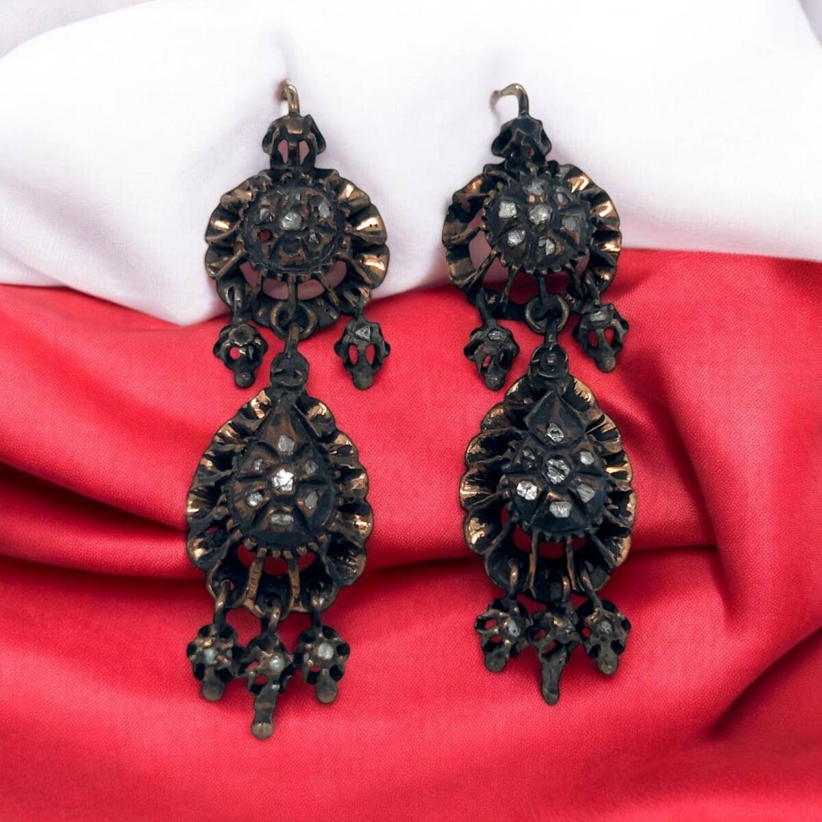 Antika 8 Ayar Elmas Taşlı Küpe ELM160 - 1