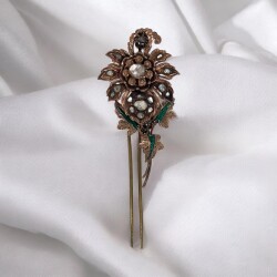 Antika 8 Ayar Elmas Taşlı Mineli Broş ELM070 #8 - Gökçekoleksiyon