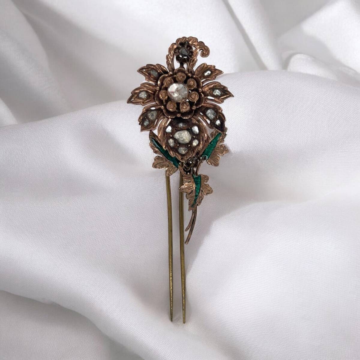 Antika 8 Ayar Elmas Taşlı Mineli Broş ELM070 #8 - 1