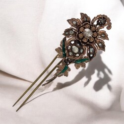 Antika 8 Ayar Elmas Taşlı Mineli Broş ELM070 #8 - 3