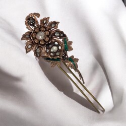 Antika 8 Ayar Elmas Taşlı Mineli Broş ELM070 #8 - 2