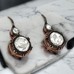 Antika 8 Ayar Elmas Tek Taş Küpe ELM156 #50.02 - 2