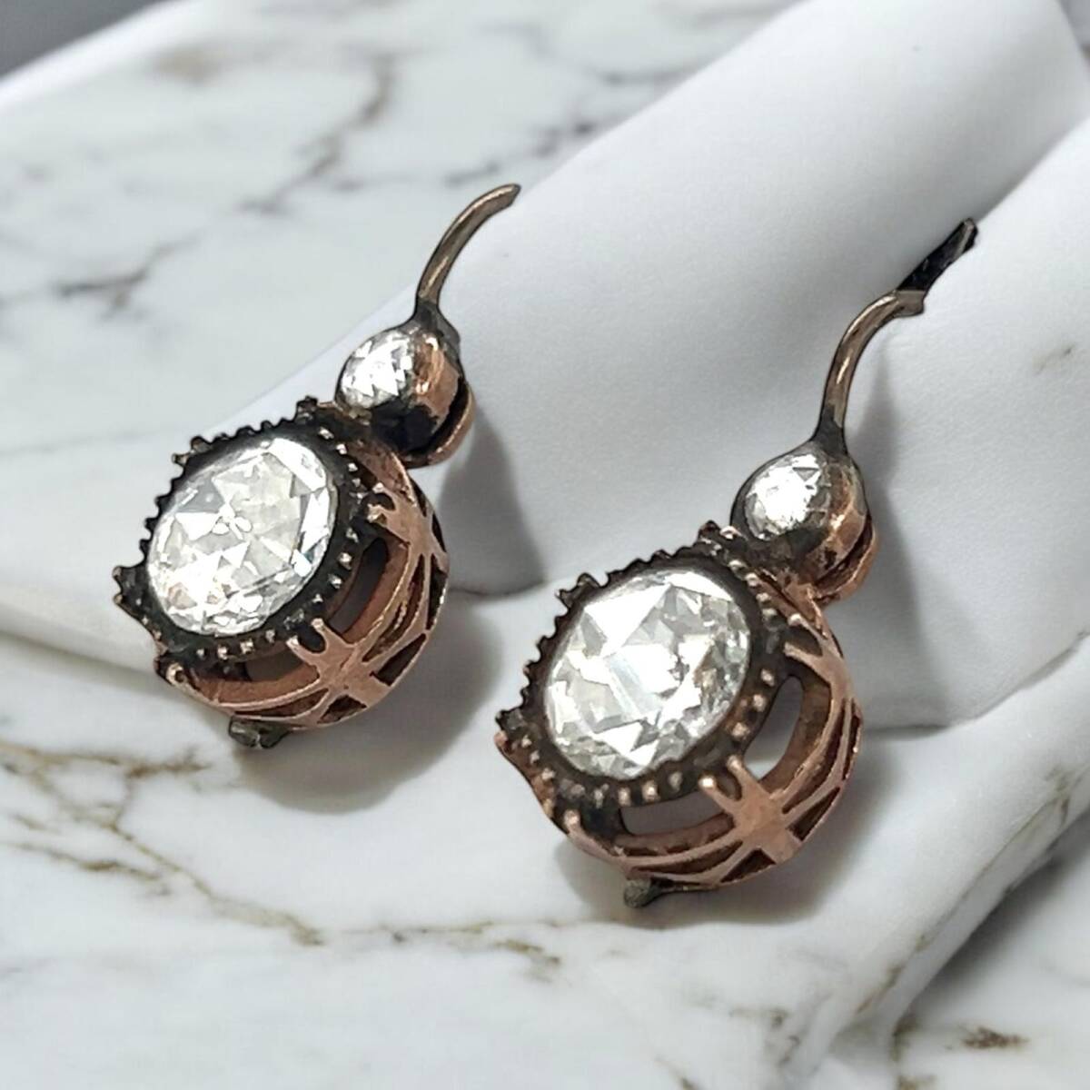 Antika 8 Ayar Elmas Tek Taş Küpe ELM156 #50.02 - 1