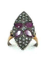 Antika 8 Ayar Elmas ve Yakut Taşlı Yüzük ELM203 #3.82 - 2